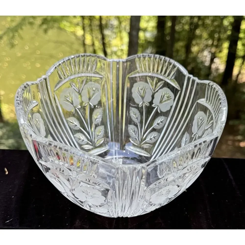 Vintage Crystal Clear Industries Darlington Lead Crystal 8” Rose Bowl EUC -C13